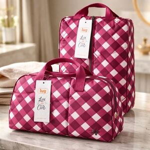 lug Fuchsia Gingham Travel Bag Set